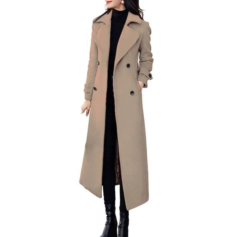 Sobretudo Feminino Longo Feito em Lã Khaki - Zellum