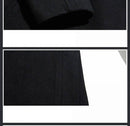 Detalhe de manga e bainha do sobretudo masculino preto Contemporary