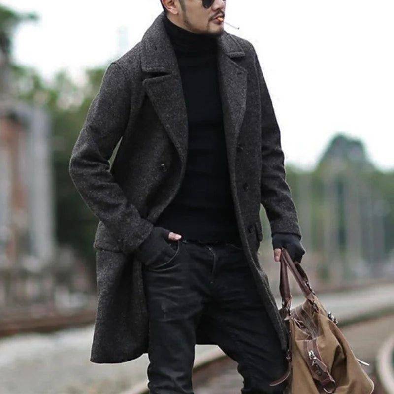 Sobretudo Masculino Longo Guardian Feito em Lã Preto - Zellum