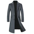 Sobretudo Masculino Longo de Lã Slim cinza com caimento ajustado e lapela clássica. Ideal para compor looks elegantes de inverno.
