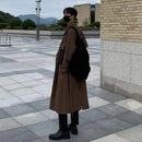 Trench coat marrom até os joelhos com cinto, estilo urbano Heritage