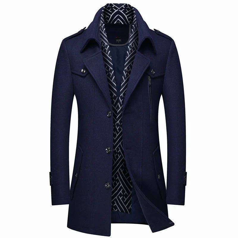 Sobretudo Masculino Moderno Casual Para Frio Azul Marinho - Zellum