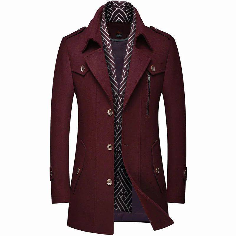 Sobretudo Masculino Moderno Casual Para Frio Borgonha - Zellum