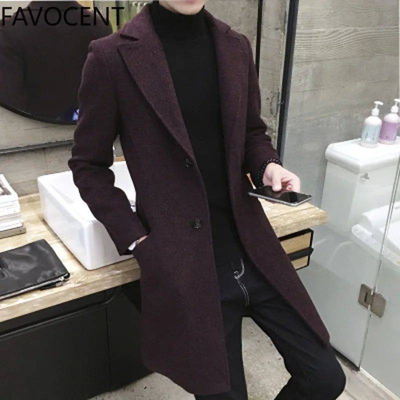Sobretudo Masculino Moderno Com Corte Europeu Vermelho - Zellum