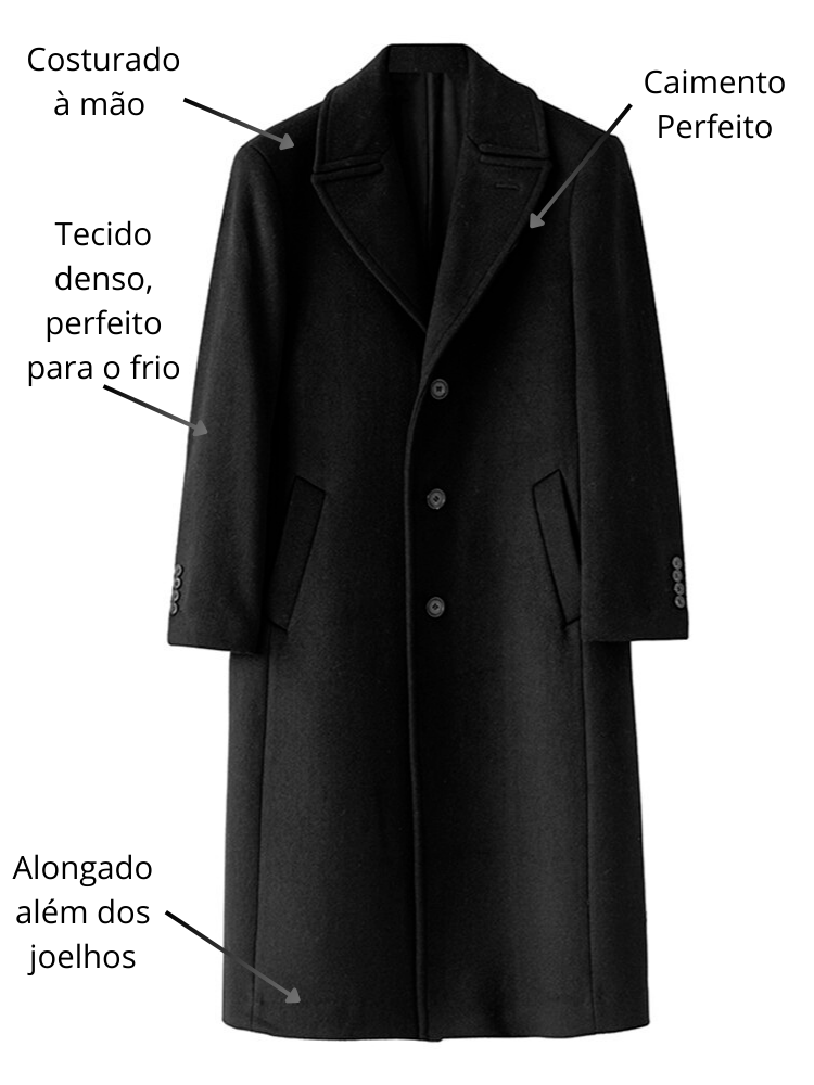 Sobretudo Social Longo Masculino com Tecido Premium Elite - Zellum