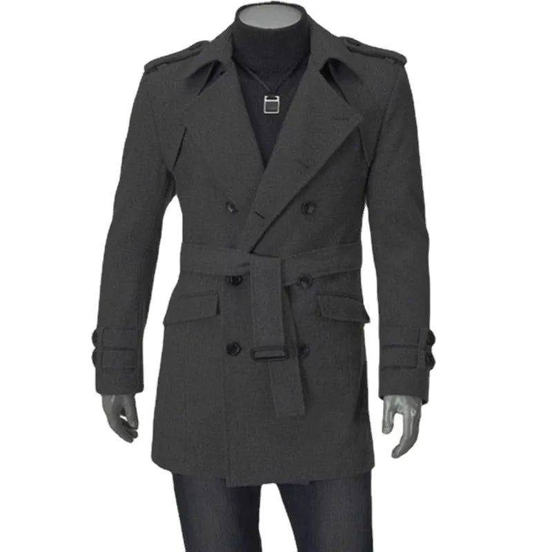 Trench Coat Masculino Com Cinto Cinza - Zellum