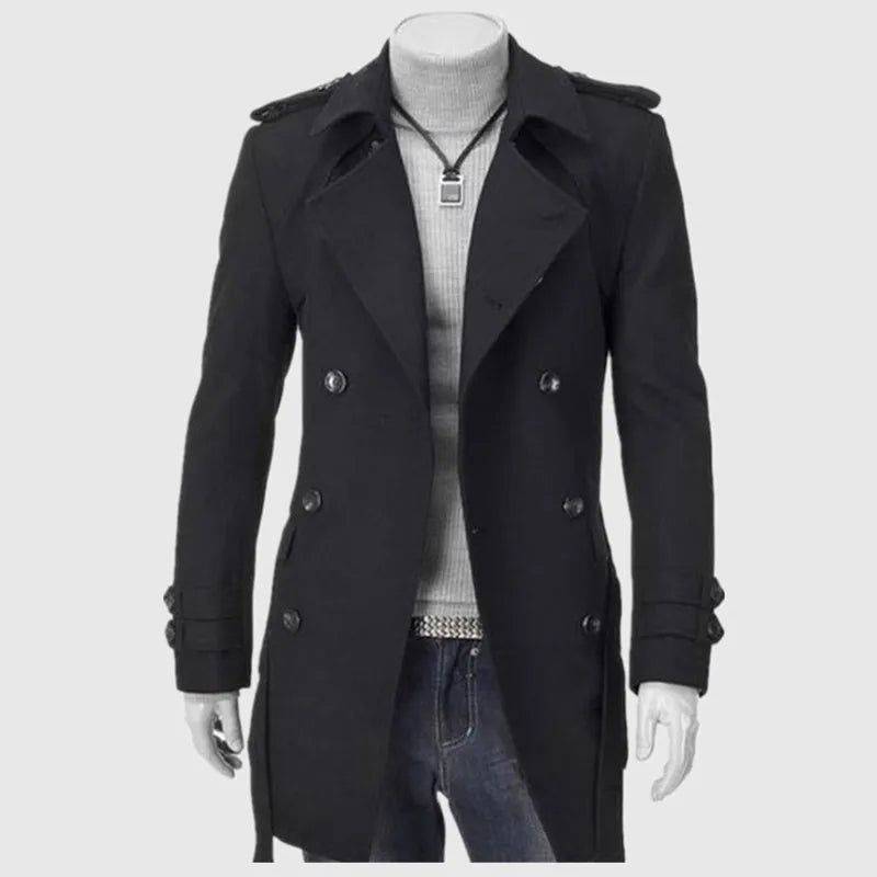 Trench Coat Masculino Com Cinto Preto - Zellum