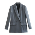 Foto frontal do blazer feminino Casual Suits cinza sobre fundo branco
