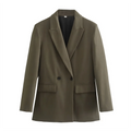 Foto frontal do blazer feminino Casual Suits khaki sobre fundo branco
