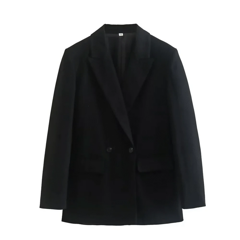Foto frontal do blazer feminino Casual Suits preto sobre fundo branco