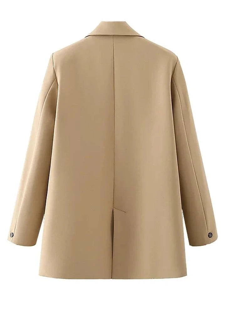 Parte traseira do blazer feminino social básico bege
