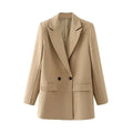 Blazer feminino social básico caqui elegante no cabide