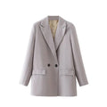 Blazer feminino social básico cinza claro com corte reto