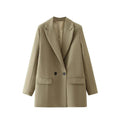 Blazer feminino social básico khaki claro de alfaiataria