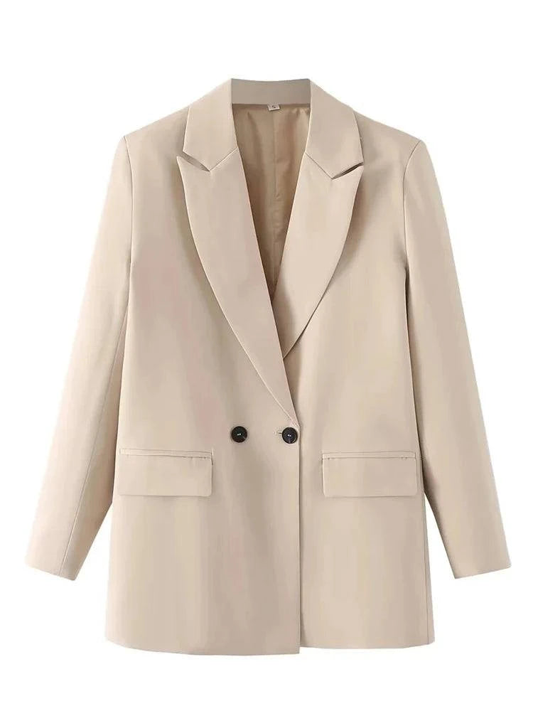 Blazer feminino social básico off-white elegante em fundo branco