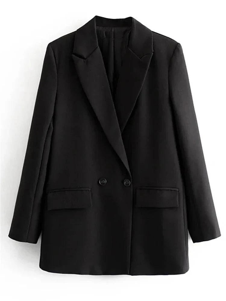 Blazer feminino social básico preto liso em fundo branco