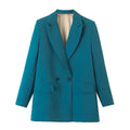Blazer feminino social básico verde petróleo vibrante
