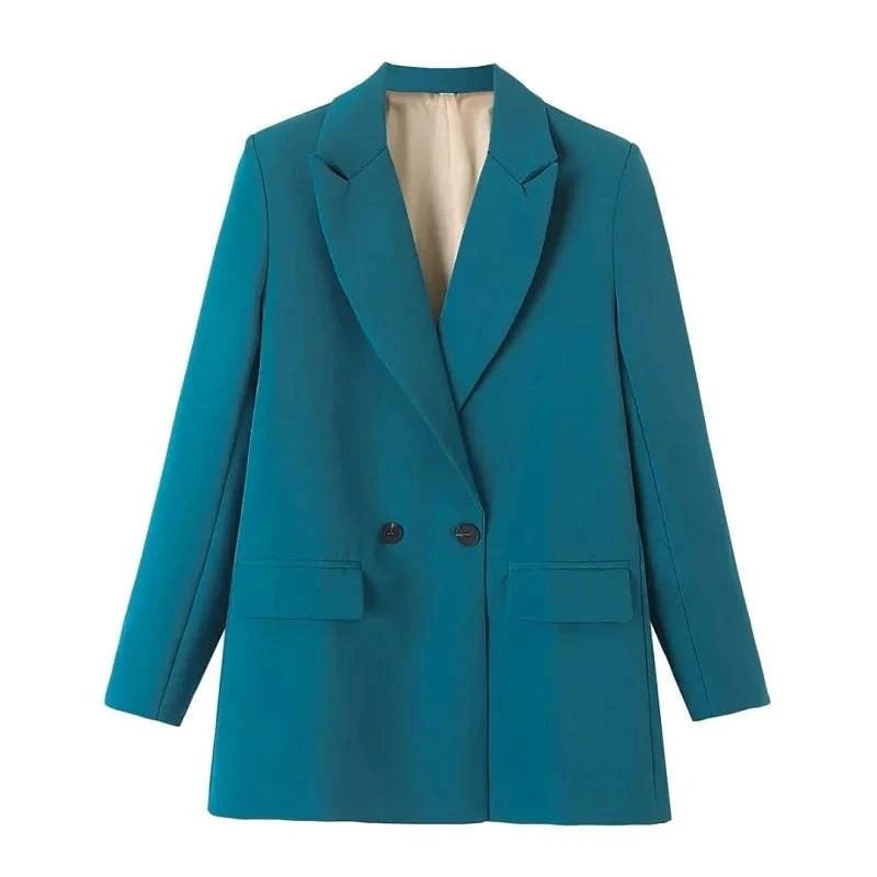 Blazer feminino social básico verde petróleo vibrante