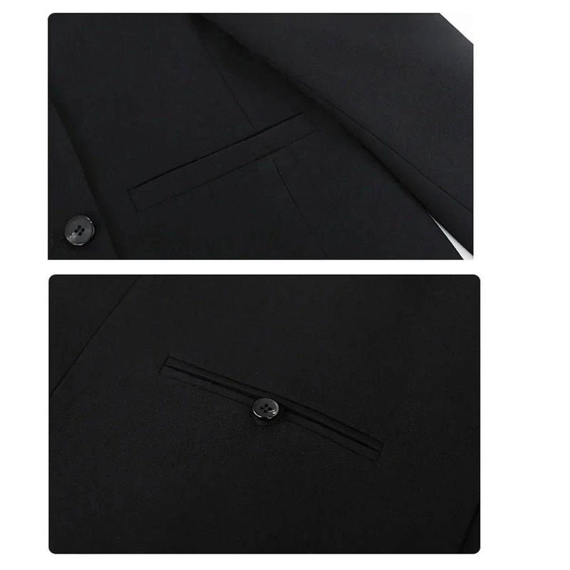 Detalhes dos bolsos do blazer social feminino preto ChicVen