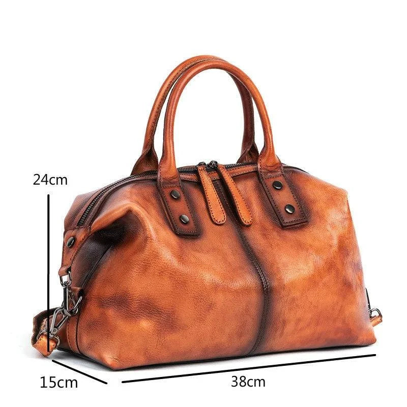 Bolsa Feminina Estruturada Legítimo Donna marrom, couro vintage. Dimensões: 38x24x15cm. Espaçosa e elegante.
