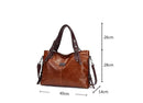 Bolsa de couro marrom com alças escuras, 40x28x14cm