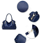 Bolsa hobo feminina azul marinho com detalhe de textura, alças duplas e ferragens douradas