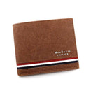Carteira de couro marrom com faixa tricolor vermelho, branco e azul, MenBense Leather