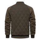 Jaqueta bomber acolchoada costas, losangos verde musgo, mangas marrom