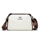 Bolsa tiracolo creme com detalhes marrom e alças patterned ajustáveis