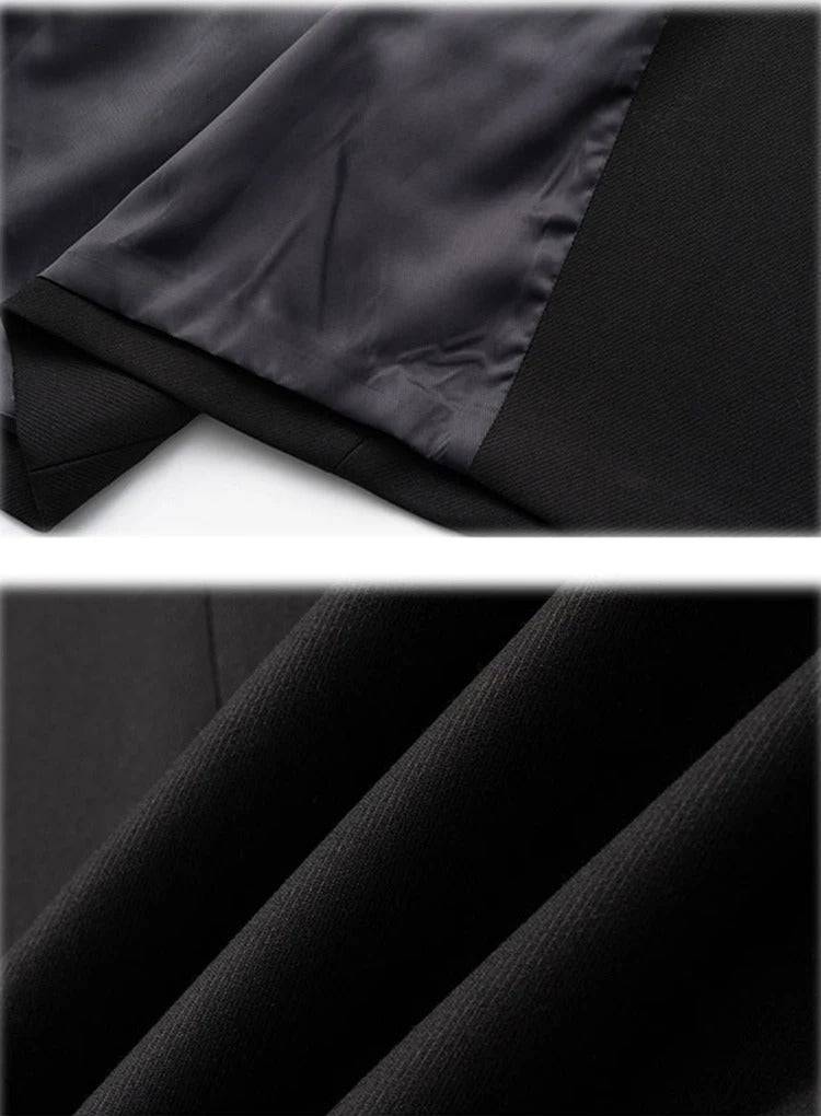 Forro interno e textura do tecido do sobretudo masculino longo preto, com toque macio e ideal para conforto térmico em dias frios.